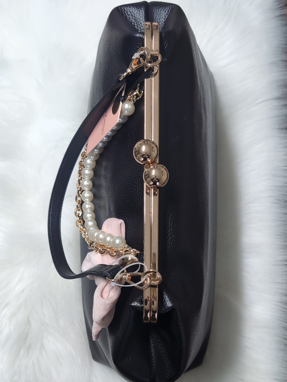 Viral 🎥 Juicy Couture Chic Y2K Large Kiss Lock Frame Clutch, Licorice + Pink 🩷 - Picture 8 of 16